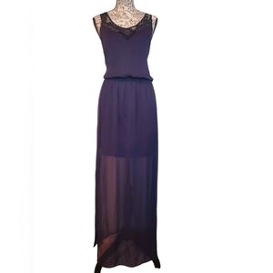 NWT Express Maxi Dress Purple Lace Sleeveless Whimsy Goth Fairy Size :M